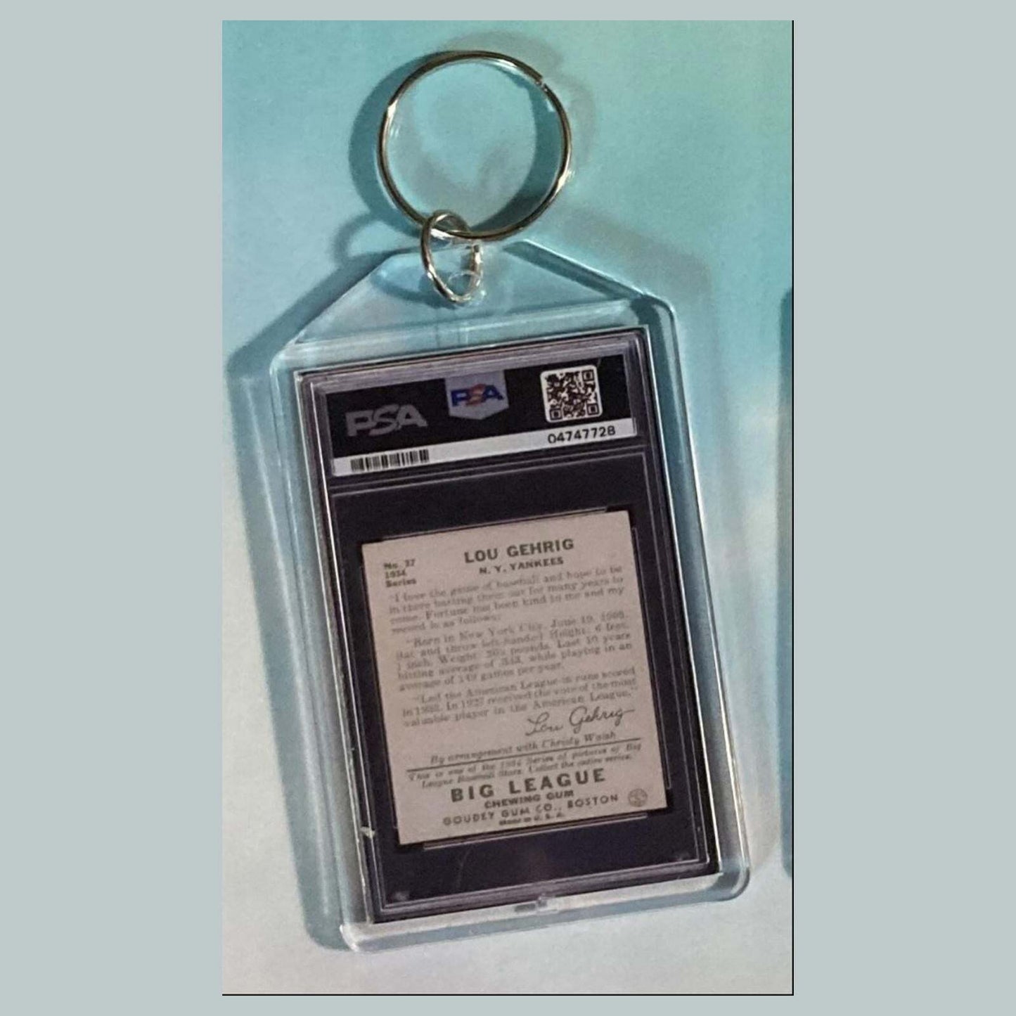 3626 Lou Gehrig 1934 Goudey Custom Hand Made Keychain BBL KYC