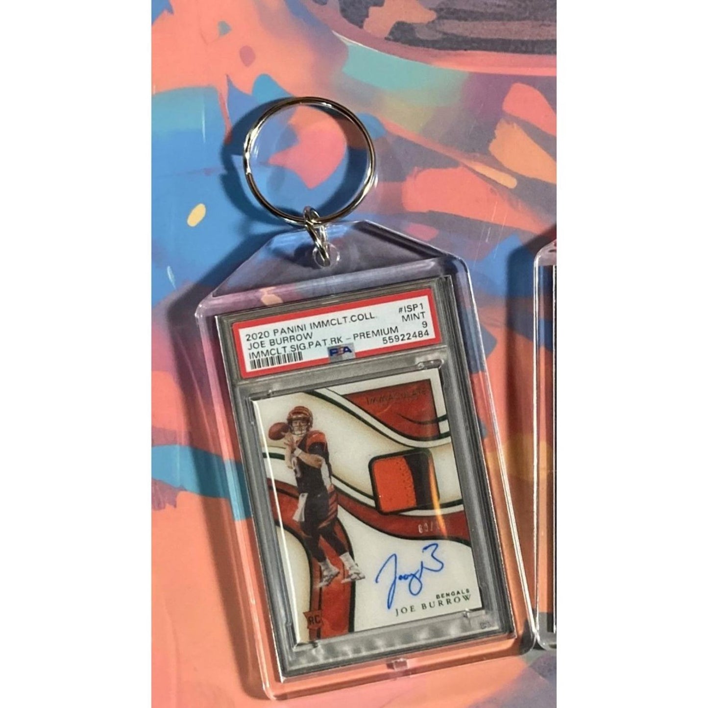 0121 Joe Burrow 2020 Panini Immaculate Rookie Patch Auto Custom Novelty Keychain