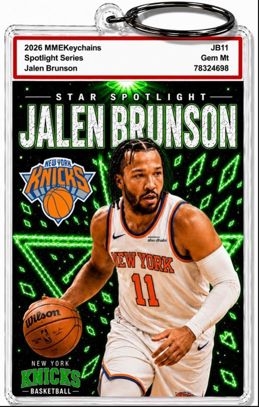 3980 Jalen Brunson Keychain Green Spotlight Premium Keychain With Nameplate BKL KYC