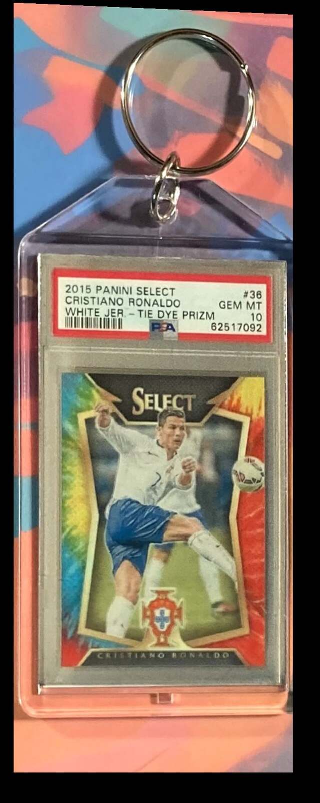 3094 Cristiano Ronaldo 2015 Panini Select Tie-Dye Prizm Keychain KYC MSC