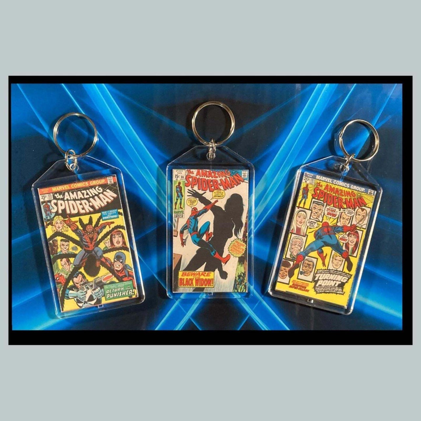 3402B Spider Man Classic  3 Pack Bundle -3 Diff Custom Novelty Keychains CMC