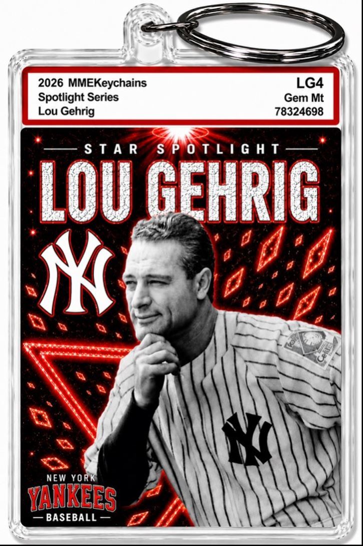 3909 Lou Gehrig Keychain Red Spotlight Premium Keychain With Nameplate BBL KYC