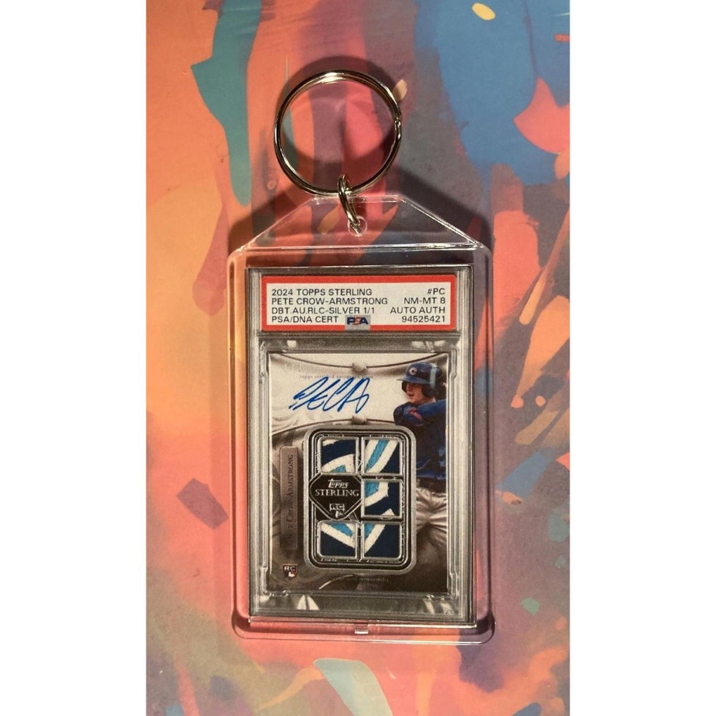 0076 Pete Crow-Armstrong 2024 Topps Sterling Patch Auto Custom Novelty Keychain