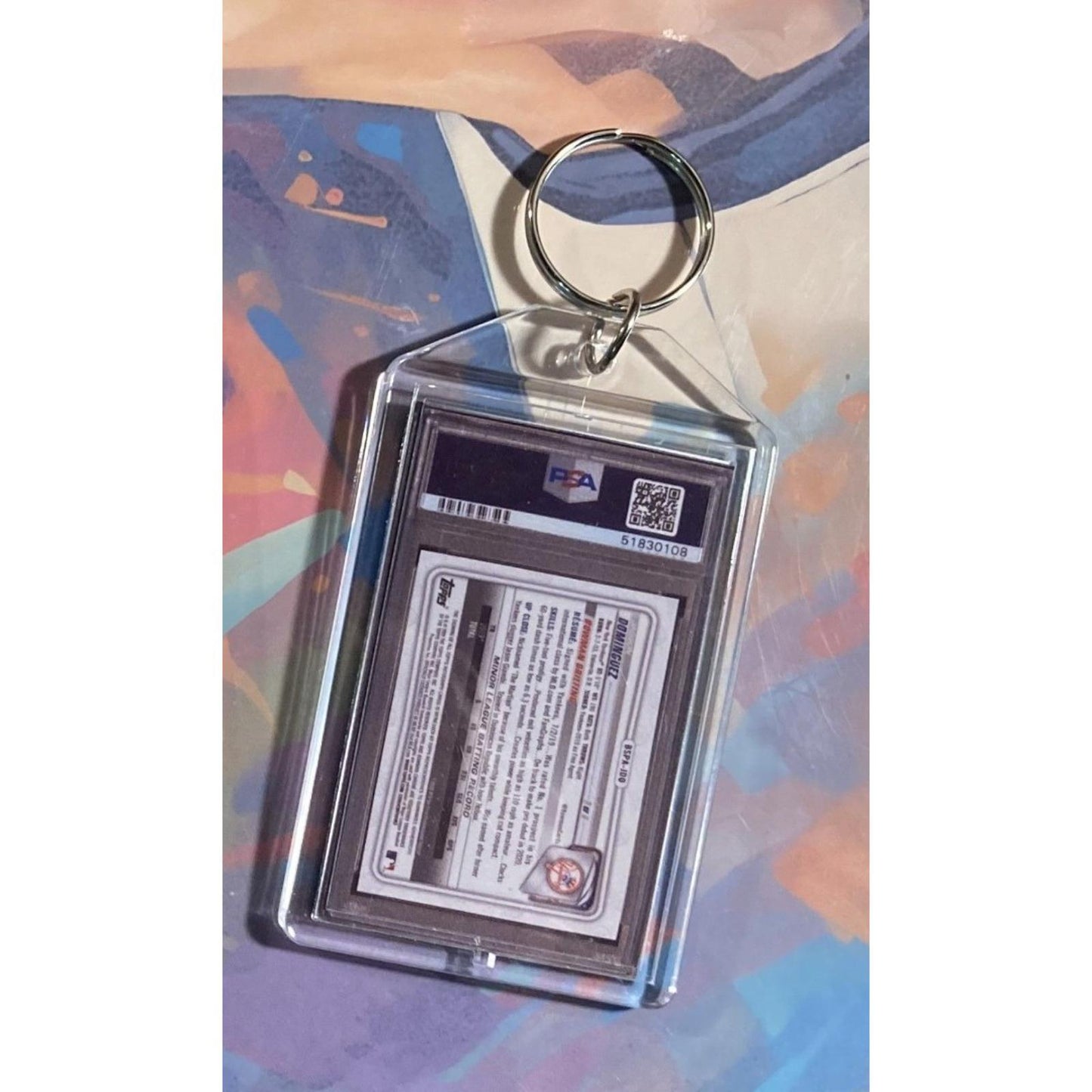 0156 Jasson Dominguez 2020 Bowman Chrome Sapphire Orange Auto Keychain