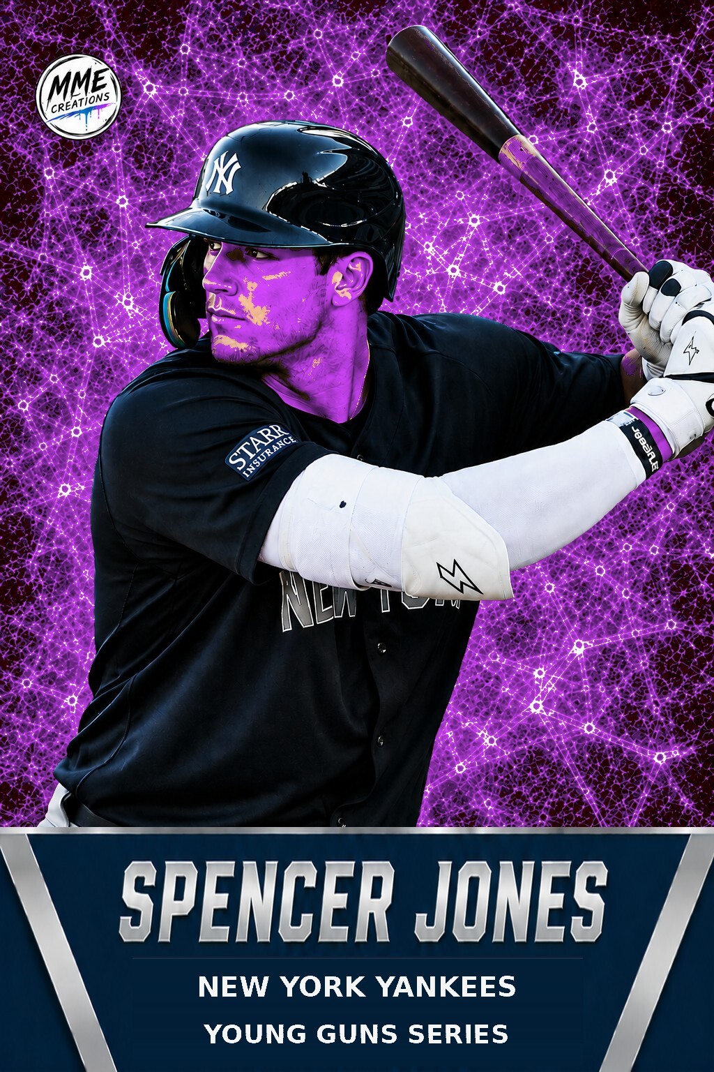 4233 Spencer Jones | Young Guns | Laminated Custom Baseball Card | Purple Ice