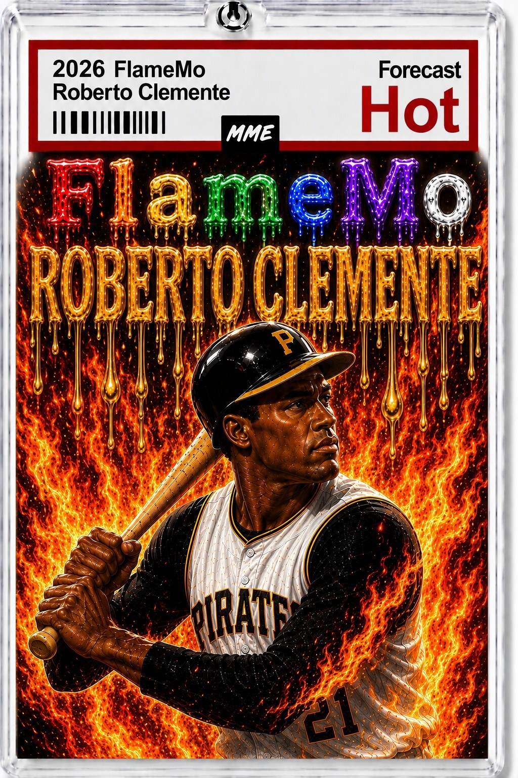 2941 Roberto Clemente Keychain FlameMo Custom Handmade Acrylic Photo Keychain KYC BBL