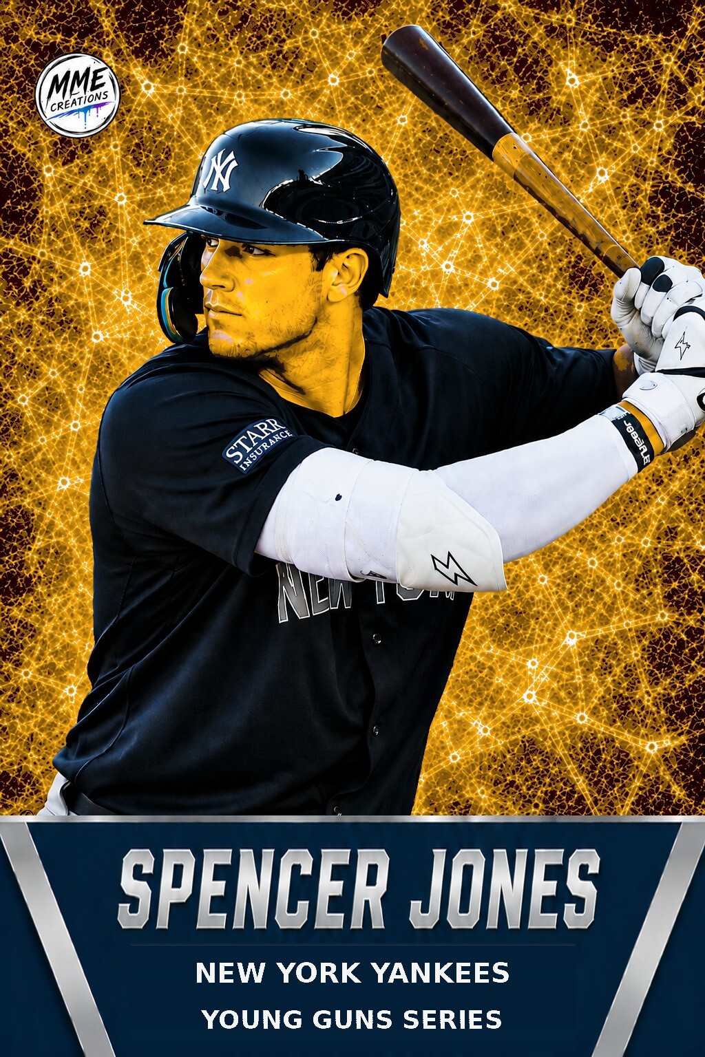 4238 Spencer Jones | Young Guns | Laminated Custom Baseball Card | Gold Ice
