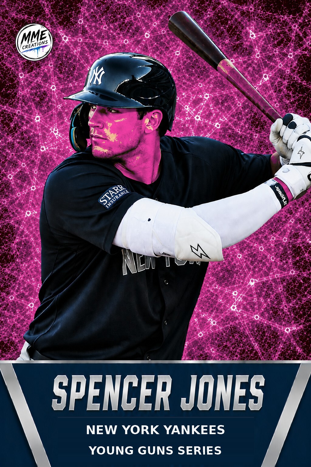 4236 Spencer Jones | Young Guns | Laminated Custom Baseball Card | Pink Ice
