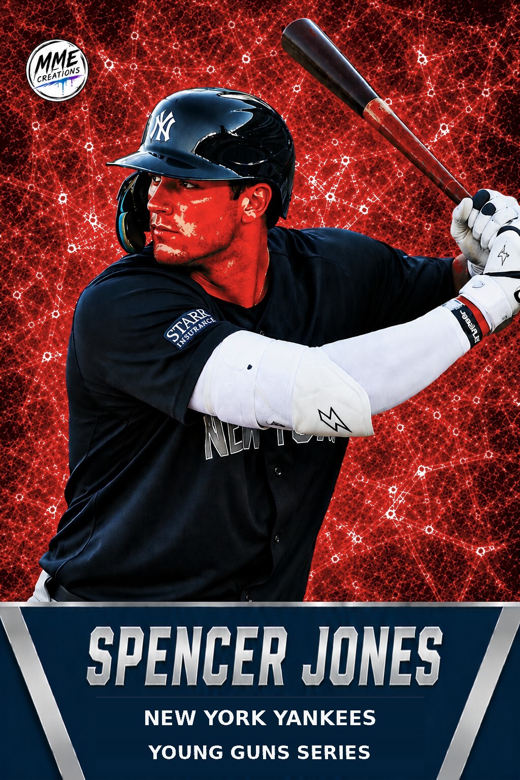 4235 Spencer Jones | Young Guns | Laminated Custom Baseball Card | Red Ice