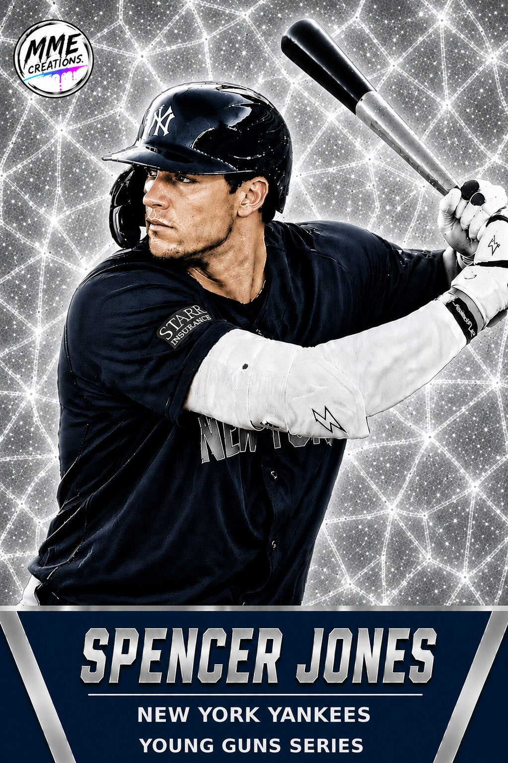 4234 Spencer Jones | Young Guns | Laminated Custom Baseball Card | Platinum Ice