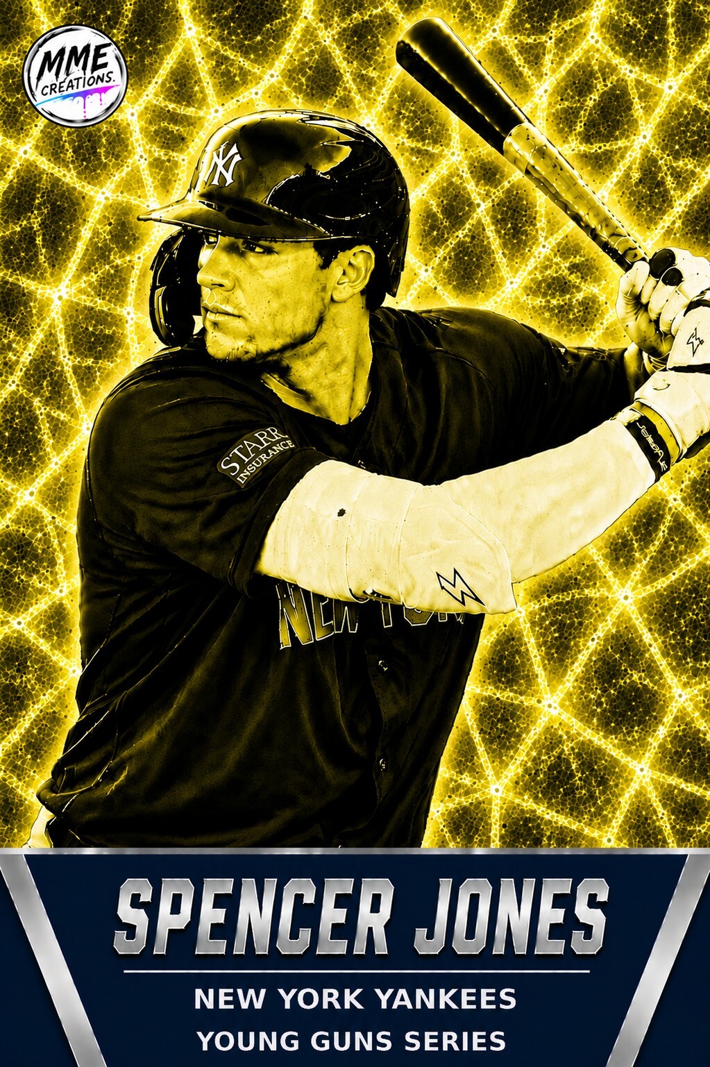 4243 Spencer Jones | Young Guns | Laminated Custom Baseball Card | Yellow Ice2