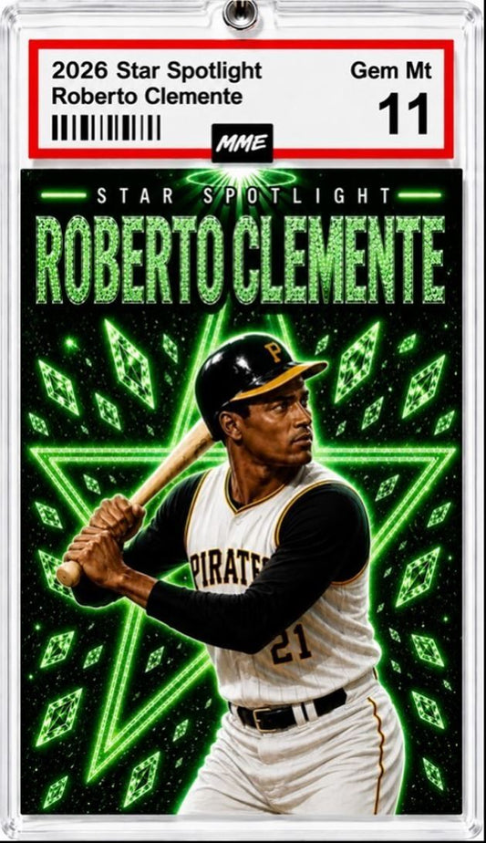 2945 Roberto Clemente Keychain Green Spotlight Custom Acrylic Photo Keychain  KYC BBL
