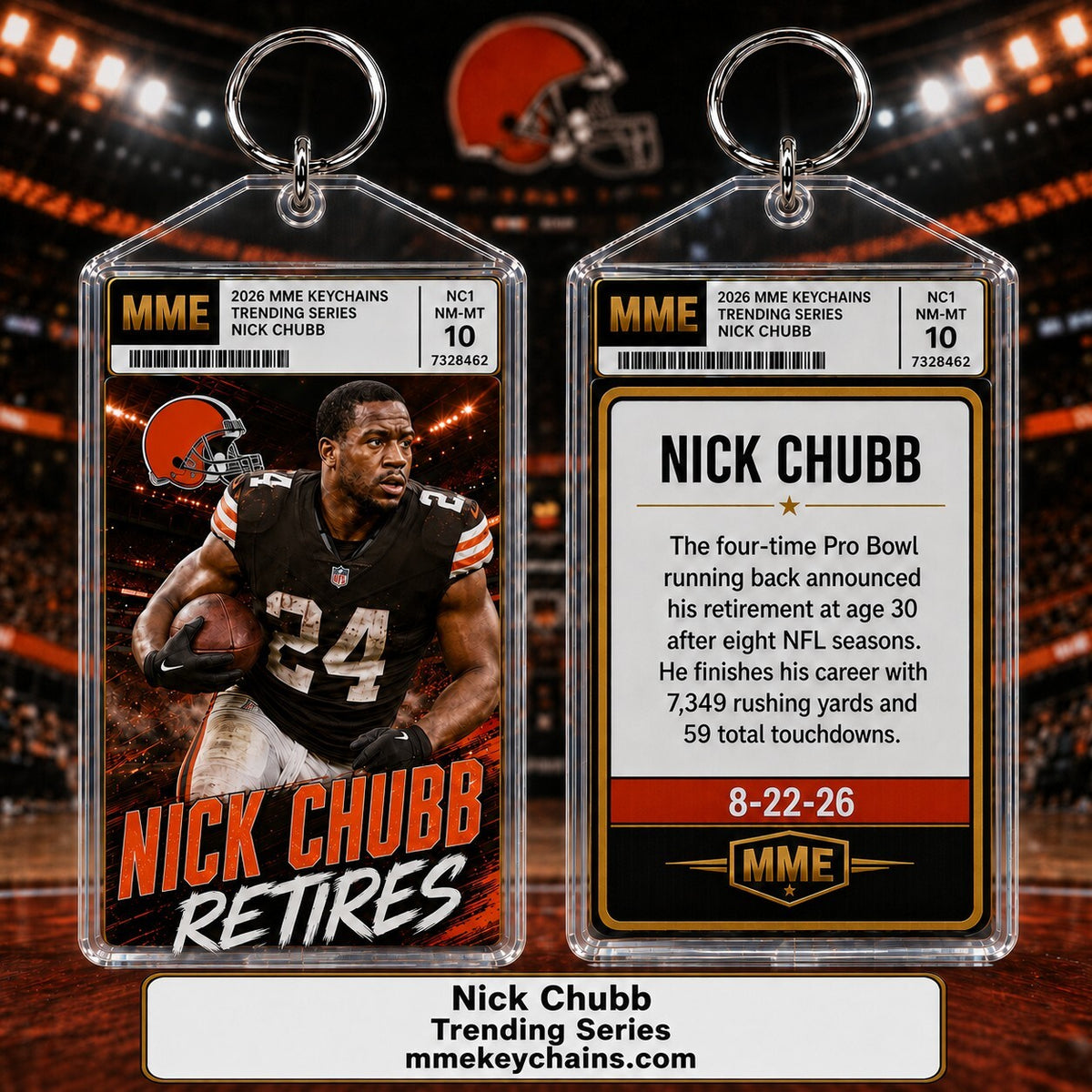 4124 Nick Chubb Retires Trending Series Keychain Custom Acrylic Photo Keychain