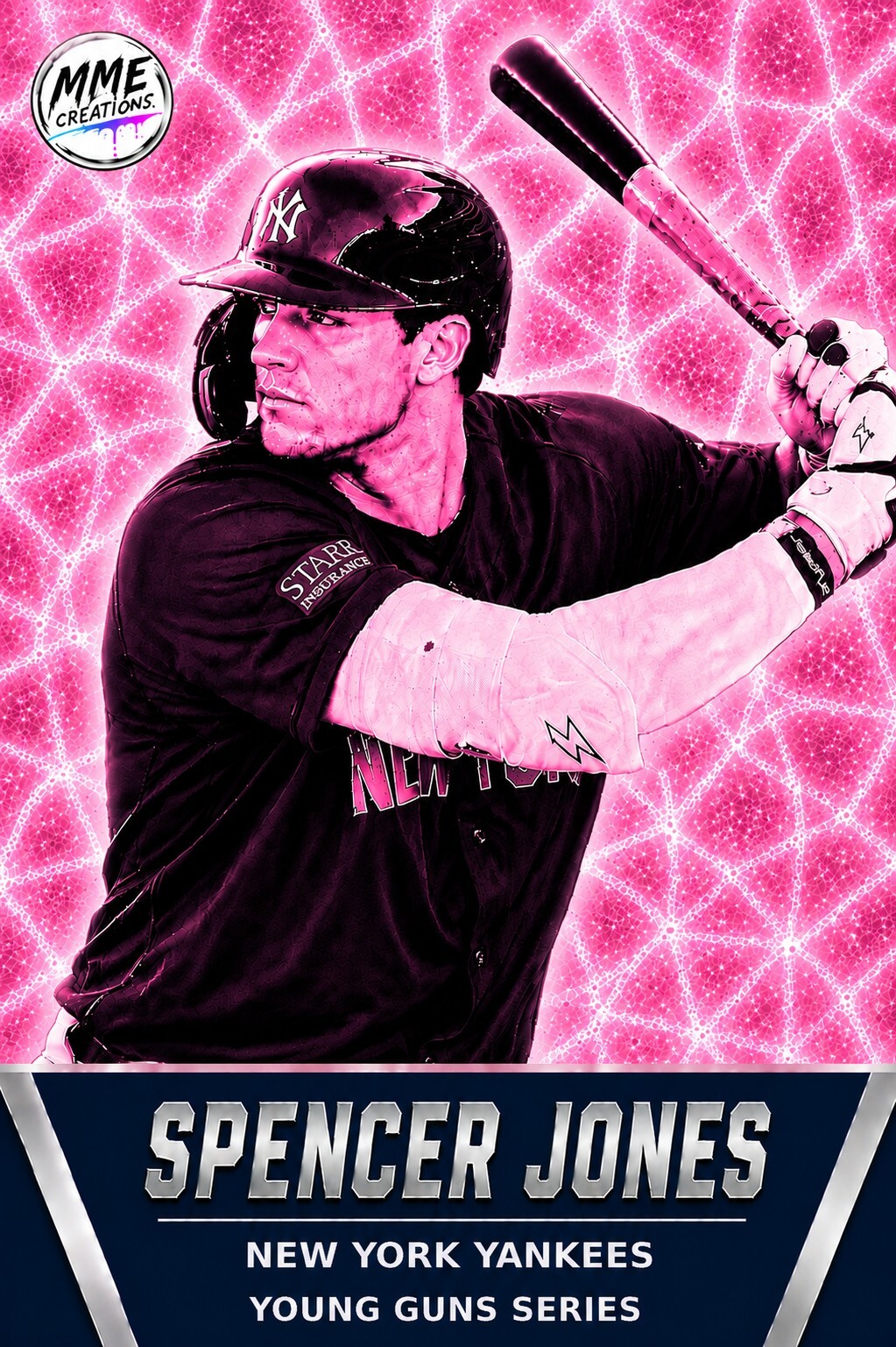 4239 Spencer Jones | Young Guns | Laminated Custom Baseball Card | Pink Ice2