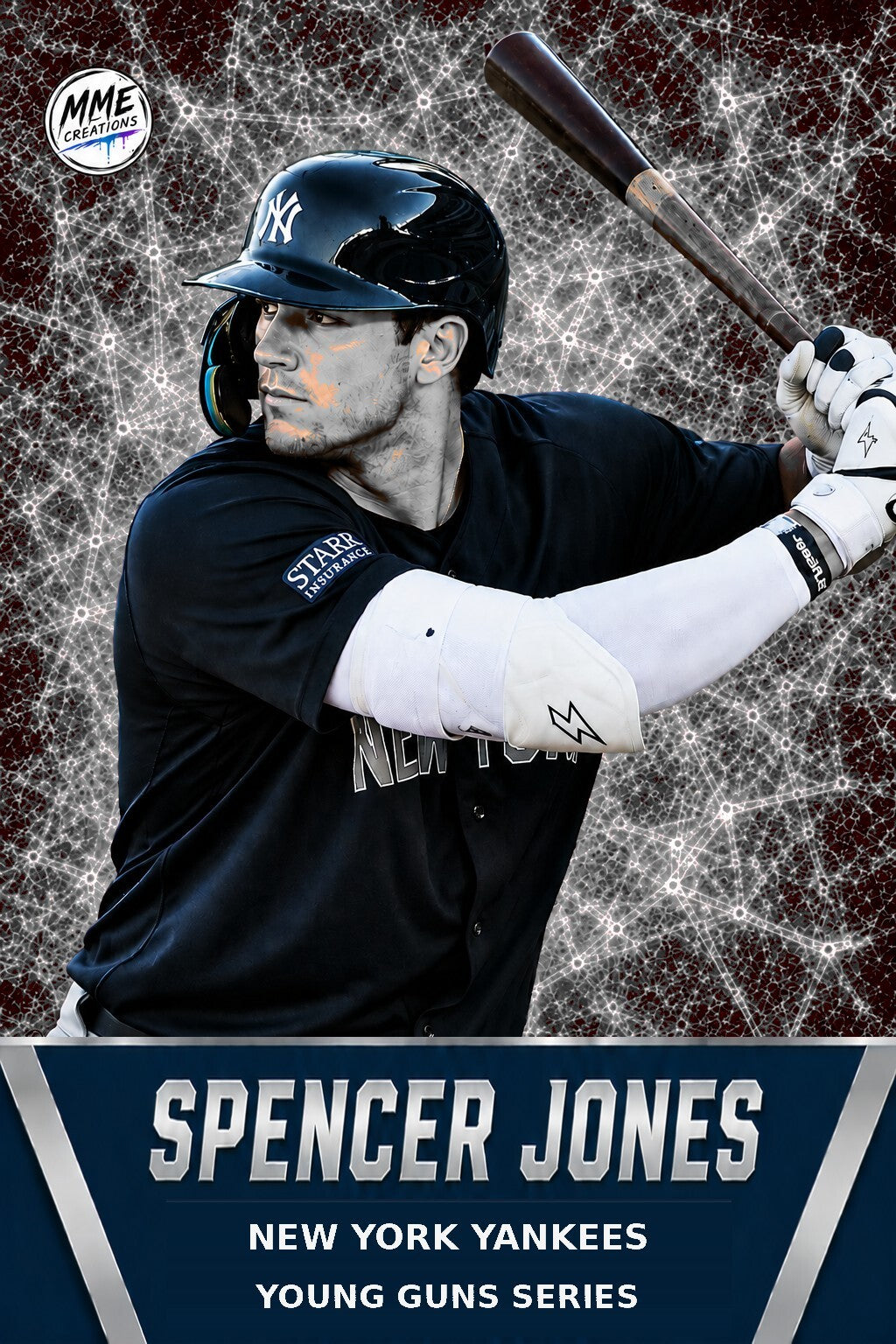 4229 Spencer Jones | Young Guns | Laminated Custom Baseball Card | Silver Ice