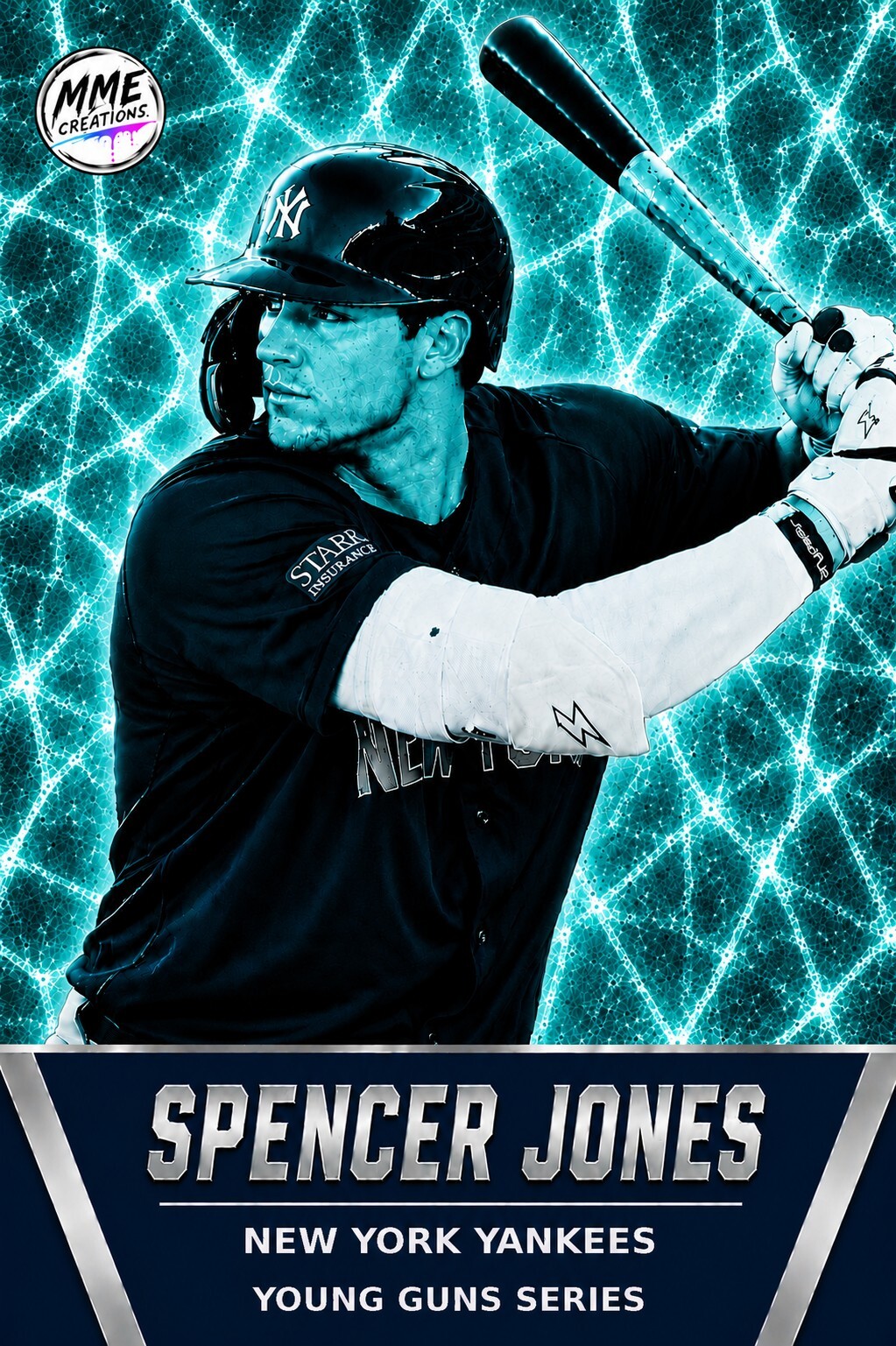 4230 Spencer Jones | Young Guns | Laminated Custom Baseball Card | Teal Ice