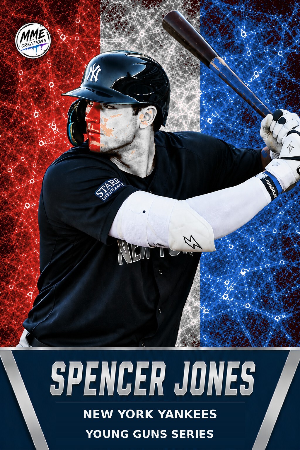4231 Spencer Jones | Young Guns | Laminated Custom Baseball Card | R/W/B Ice2