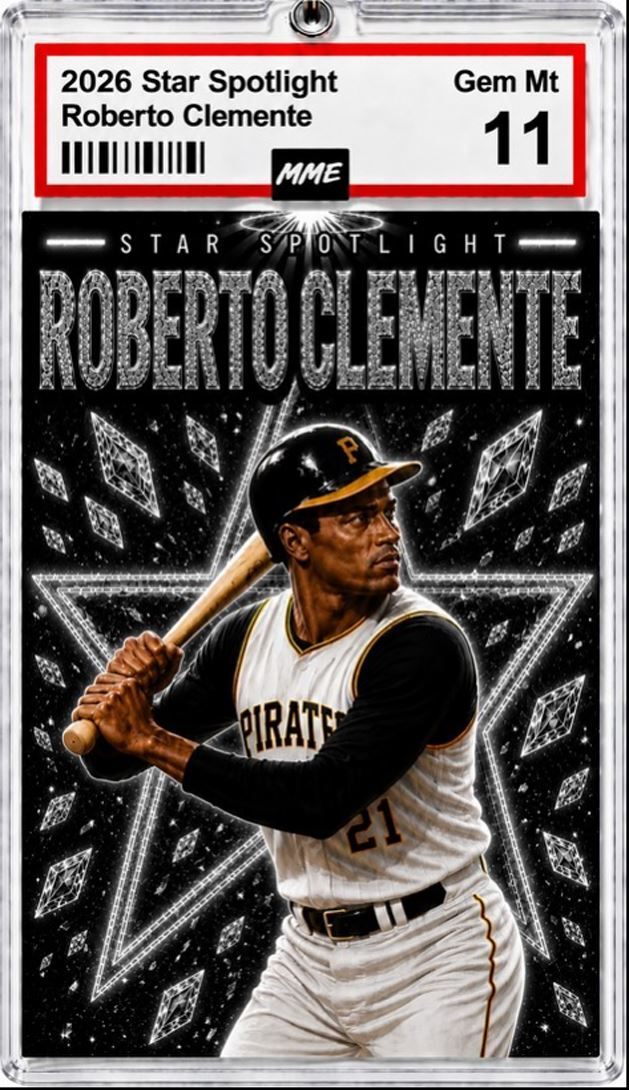 2583  Roberto Clemente Black Spotlight Custom Hand Made Acrylic Photo Keychain