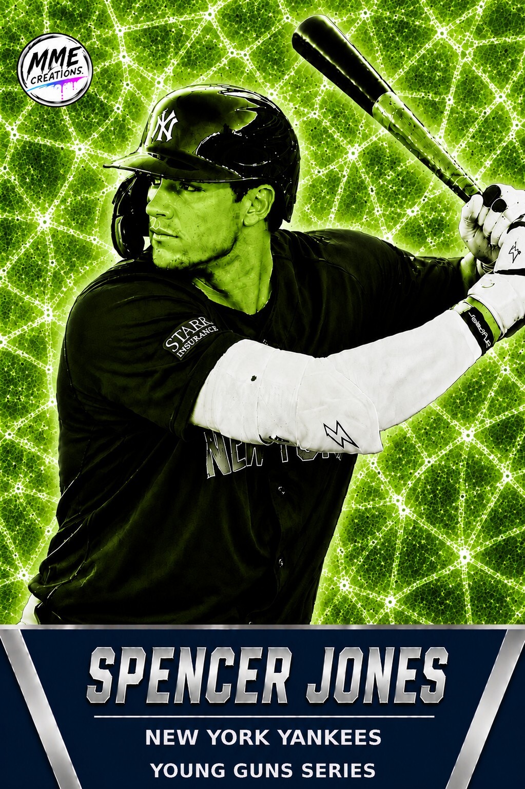 4240 Spencer Jones | Young Guns | Laminated Custom Baseball Card | Green Ice2