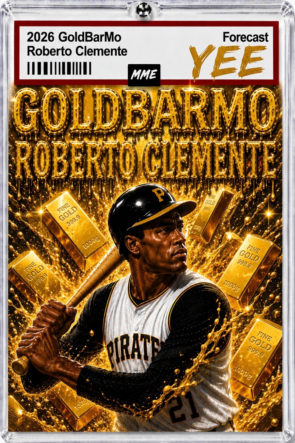 2936- Roberto Clemente Keychain GoldBarMo Custom Handmade Acrylic Photo Keychain KYC BBL