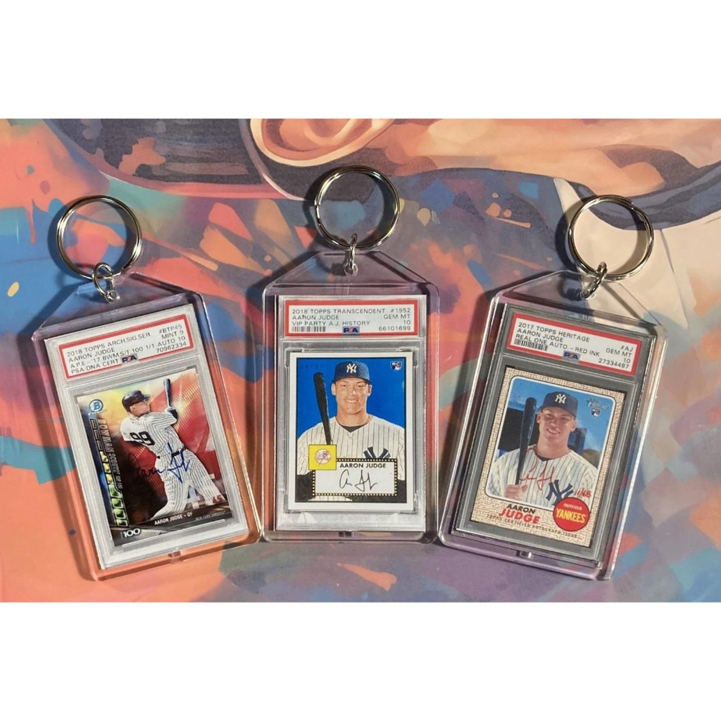 0181B Aaron Judge 3 Pack Bundle 3 Different Novelty Keychains All SuperFractors