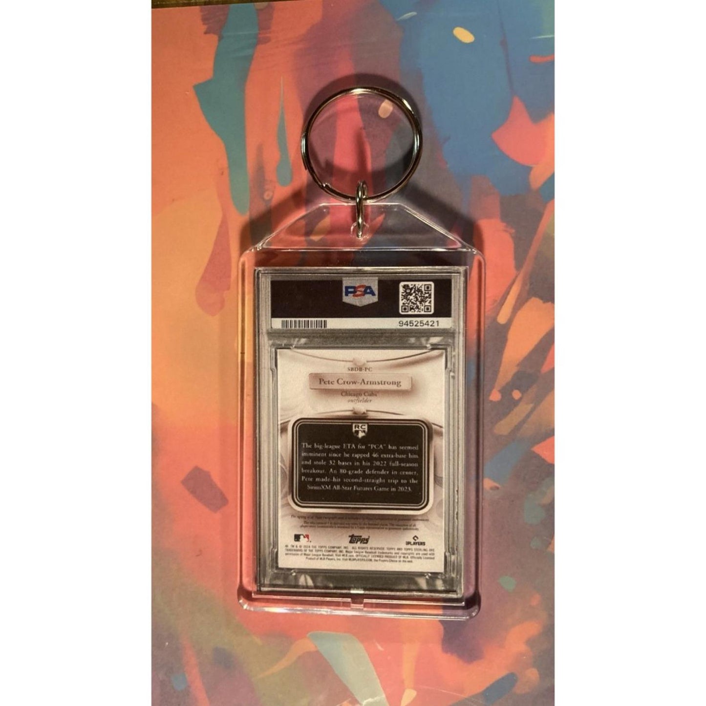 0076 Pete Crow-Armstrong 2024 Topps Sterling Patch Auto Custom Novelty Keychain