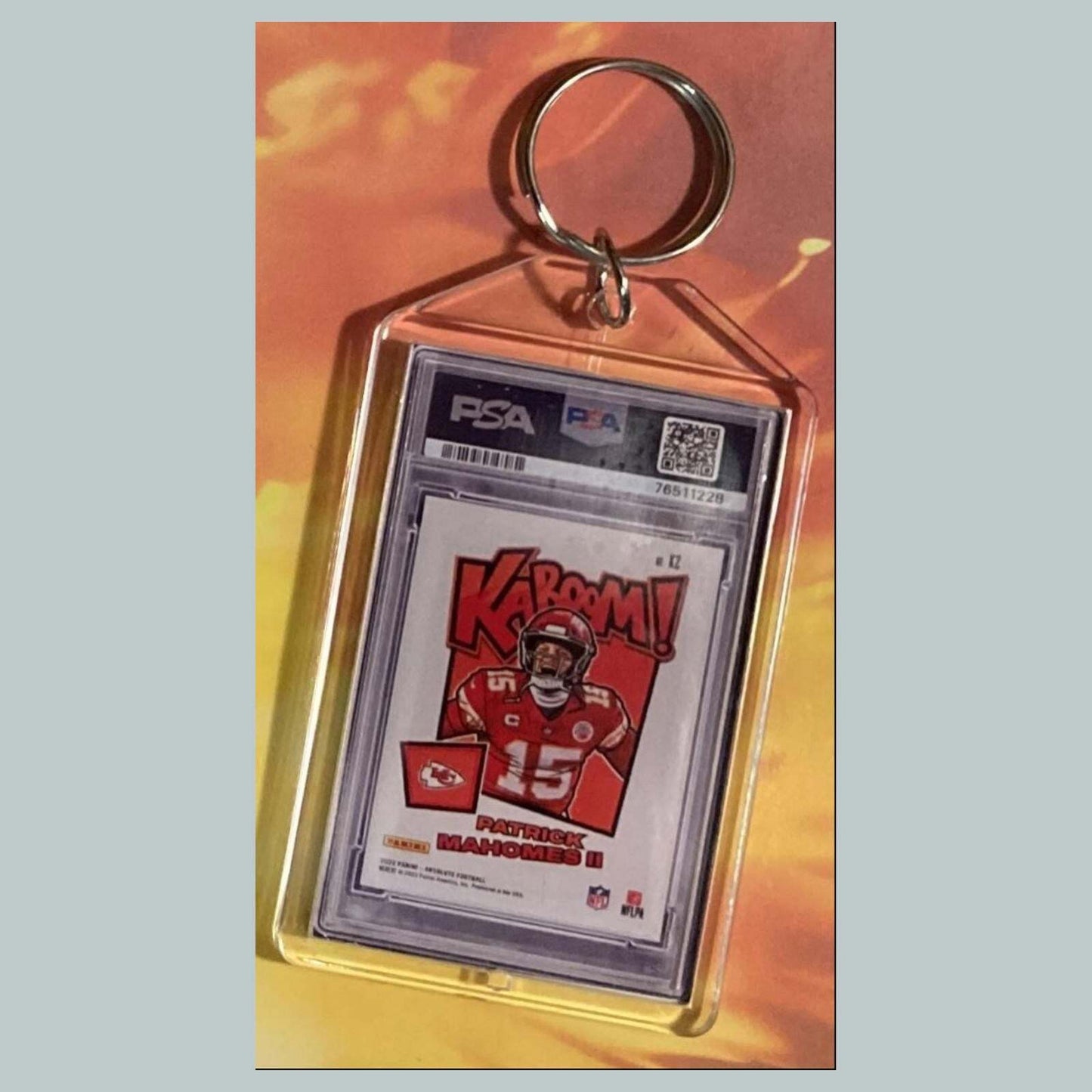 3613 Patrick Mahomes 2022 Panini Absolute Gold Kaboom Custom Keychain FBL