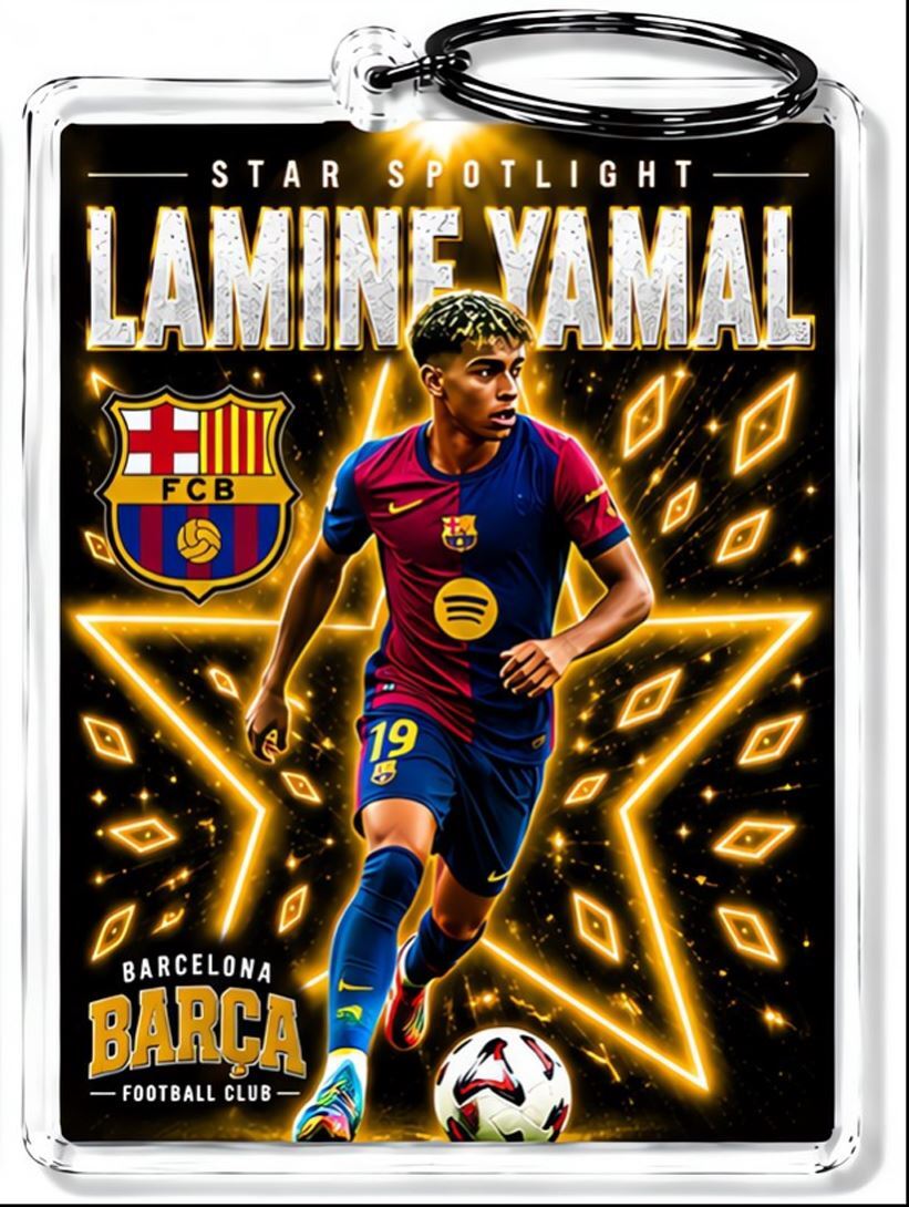 3990 Lamine Yamal Keychain Gold Spotlight Premium Keychain No Nameplate MSC KYC