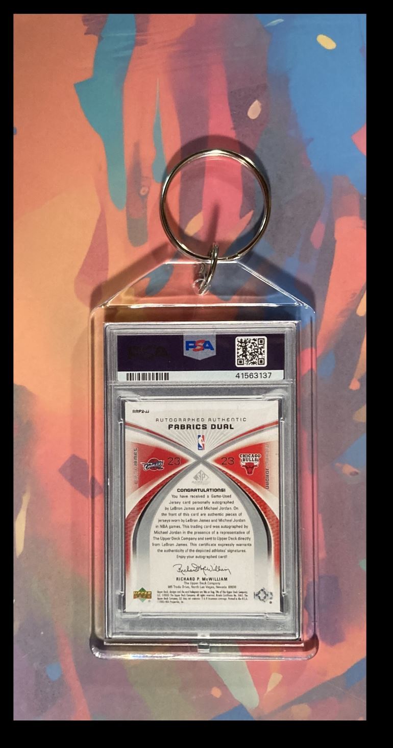 3051 Michael Jordan/LeBron James 2005 UD Fabrics Dual Autos Keychain BKL KYC