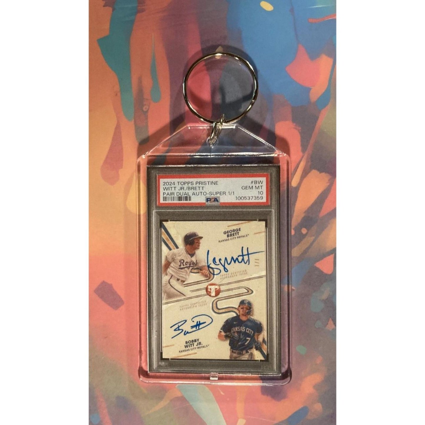 0077 Bobby Witt Jr/George Brett 2024 Topps Pristine Auto SuperFractor Keychain