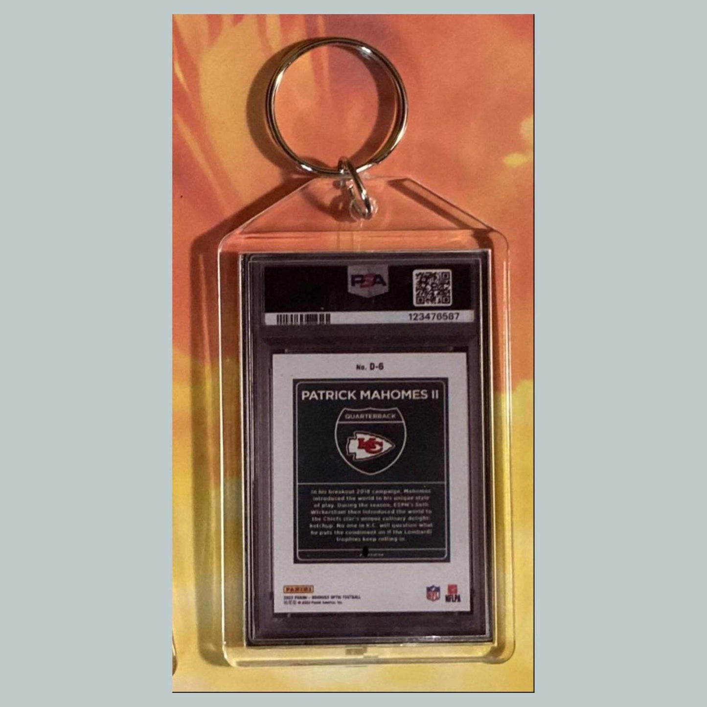 3603 Patrick Mahomes 2023 Panini Donruss Optic Downtown Custom Keychain FBL
