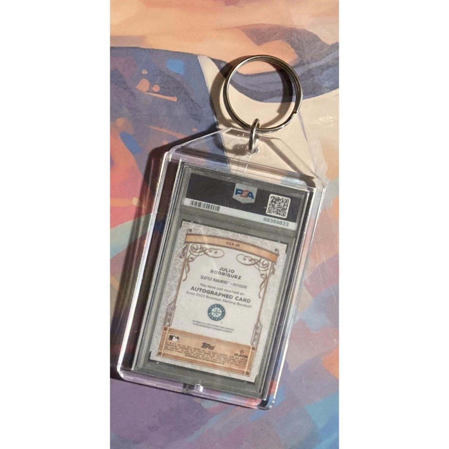 3194 Julio Rodriguez 2023 Bowman Sterling Opulence Auto Custom Novelty Keychain BBL KYC