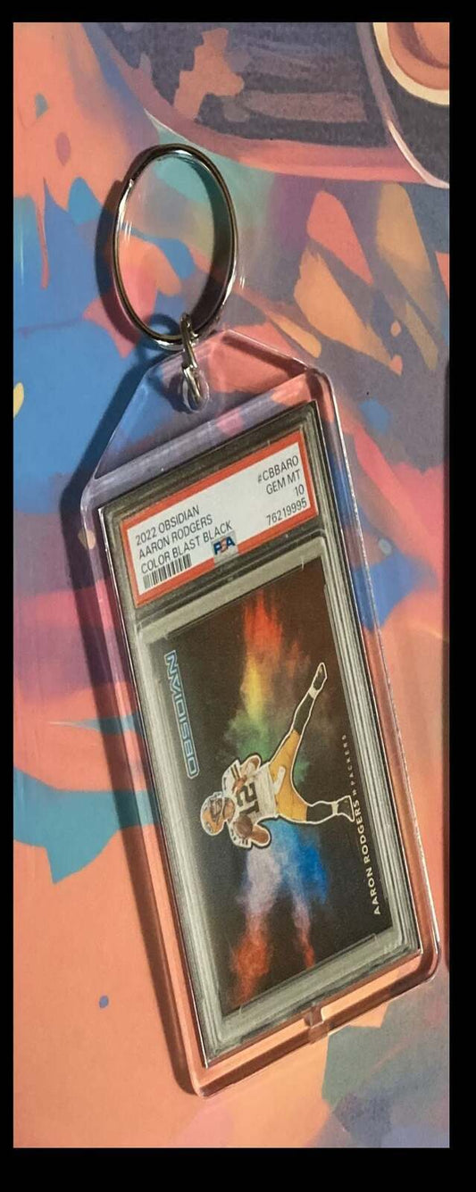 3257 Aaron Rodgers 2022 Panini Obsidian ColorBlast Black Custom Keychain FBL