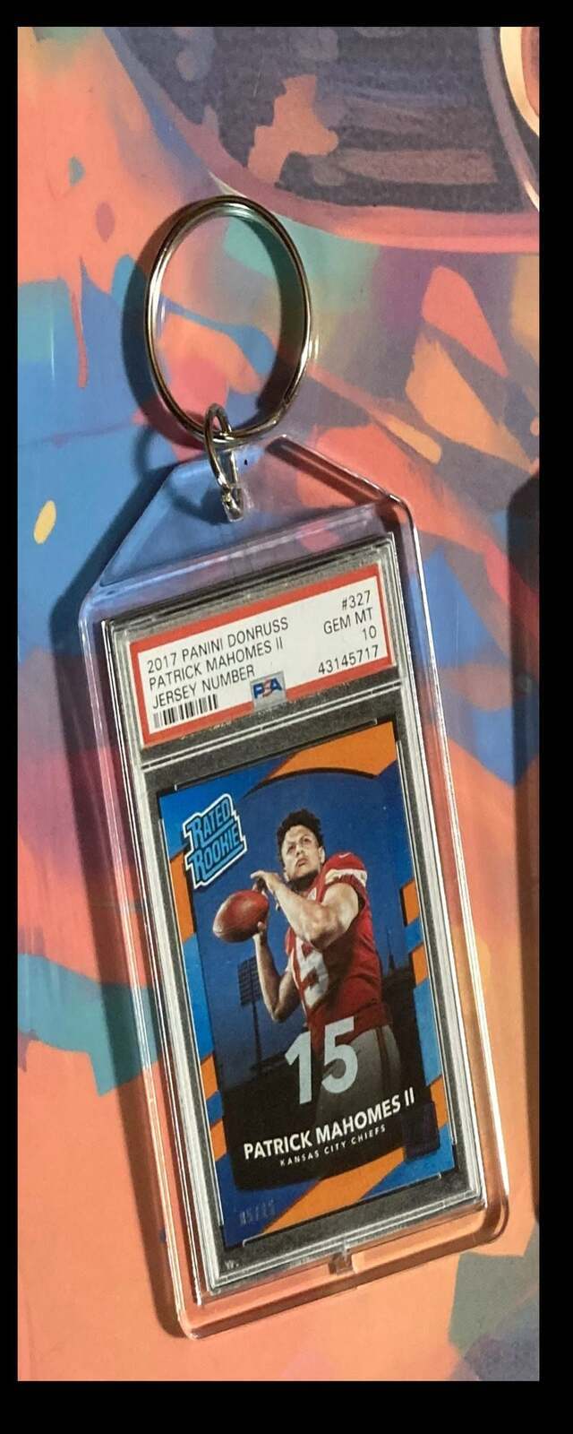 3245 Patrick Mahomes 2017 Panini Donruss Rated Rookie  Keychain FBL