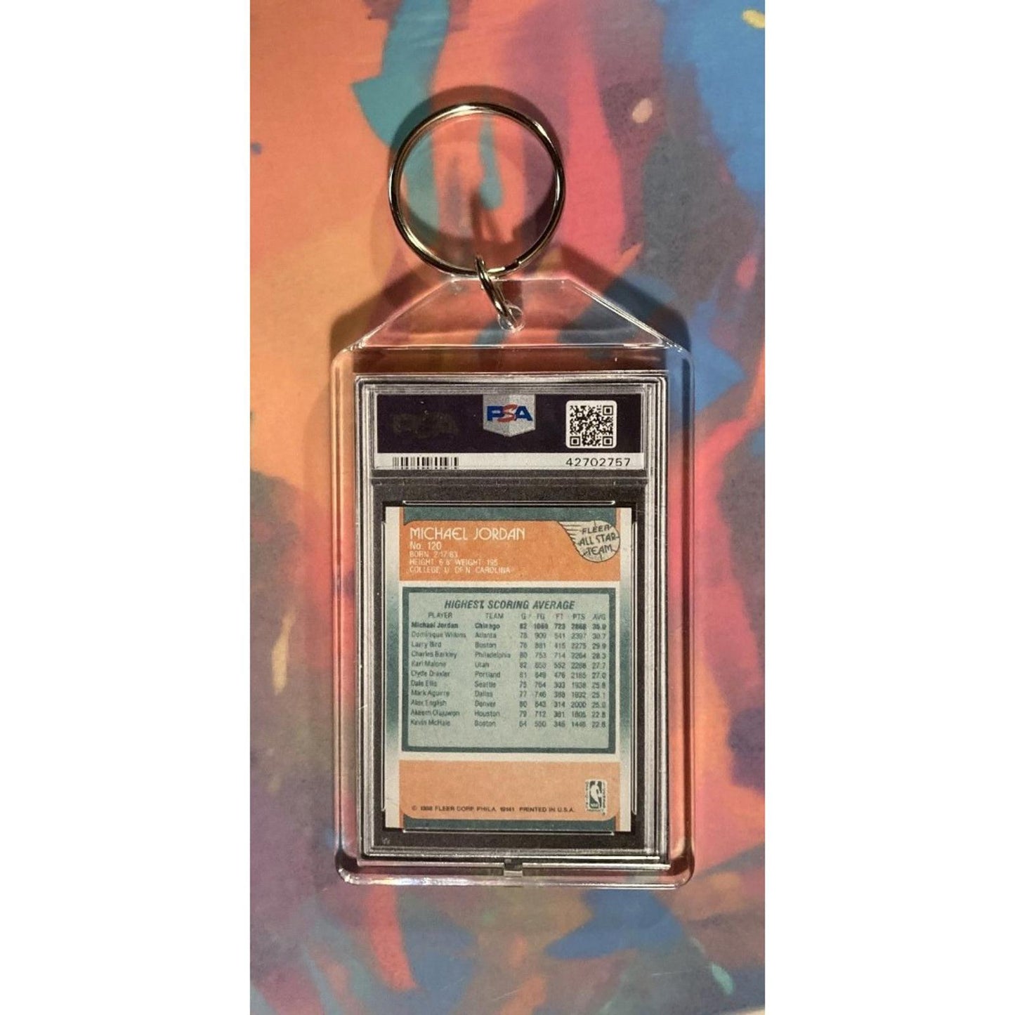 0046 Michael Jordan 1988 Fleer All-Star Custom Made Novelty Keychain-Great Gift