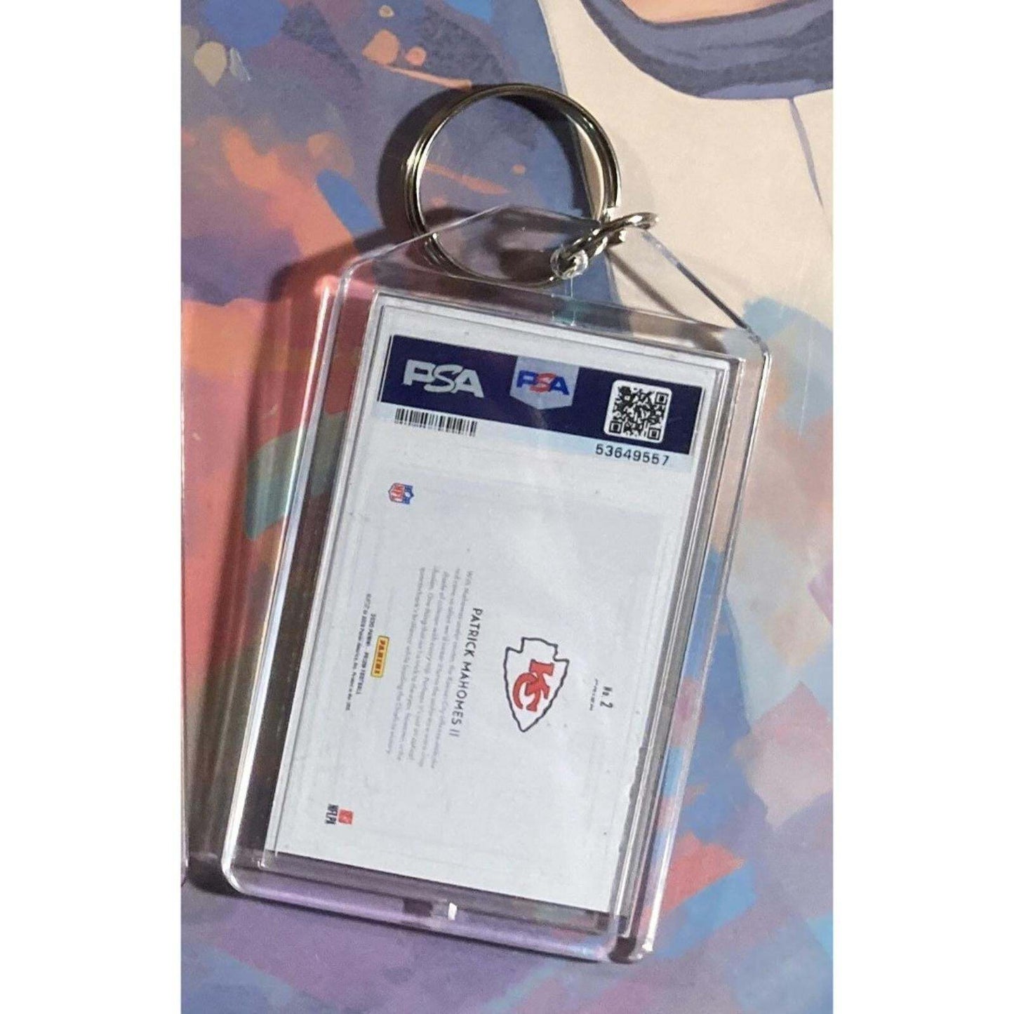 3185 Patrick Mahomes  2020 Panini Prizm Colorblast Custom Made Novelty Keychain FBL