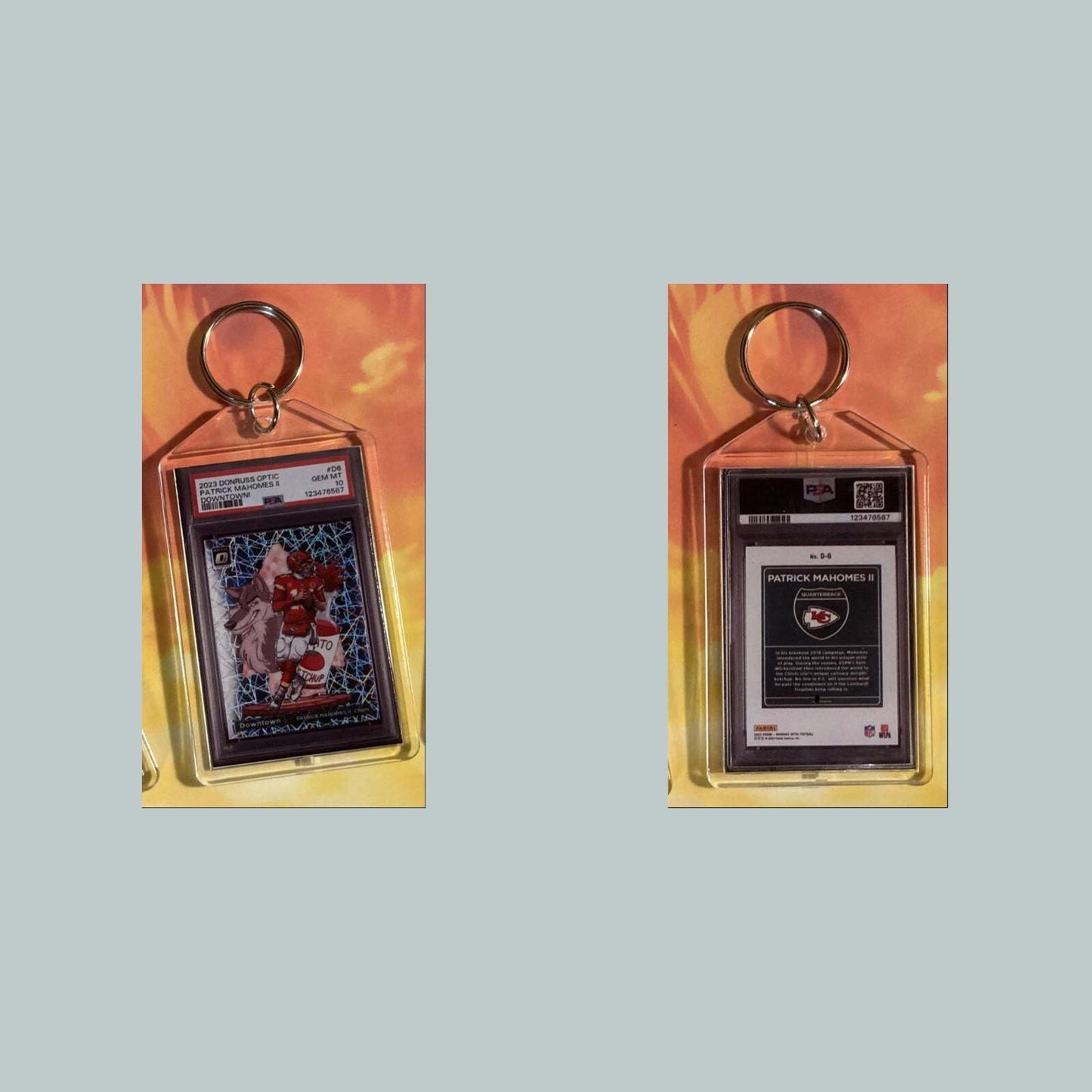 3603 Patrick Mahomes 2023 Panini Donruss Optic Downtown Custom Keychain FBL