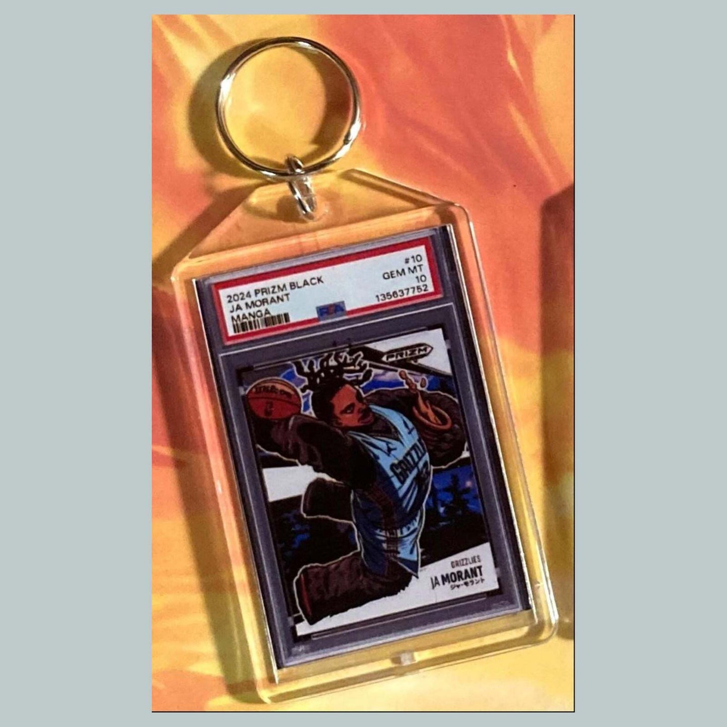 3634 Ja Morant 2024 Panini Black Manga Custom Hand Made Keychain BKL KYC