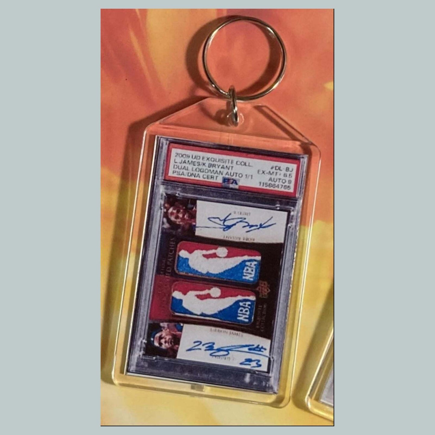 3656 Lebron James-Kobe Bryant 2009 UD Ex Dual Logoman Autos Custom Made Keychain BKL KYC