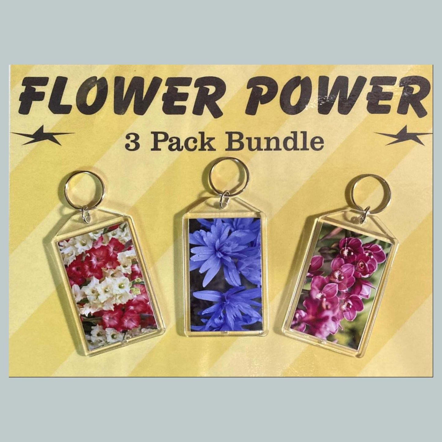3706B Threefer Bundle Gladiolus/Crocus/Orchids Acrylic Keychain | Great Gift MSC KYC