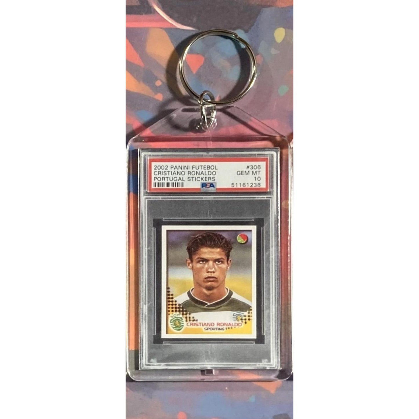 0135 Cristiano Ronaldo 2002 Panini Futebol Portugal Sticker Novelty Keychain