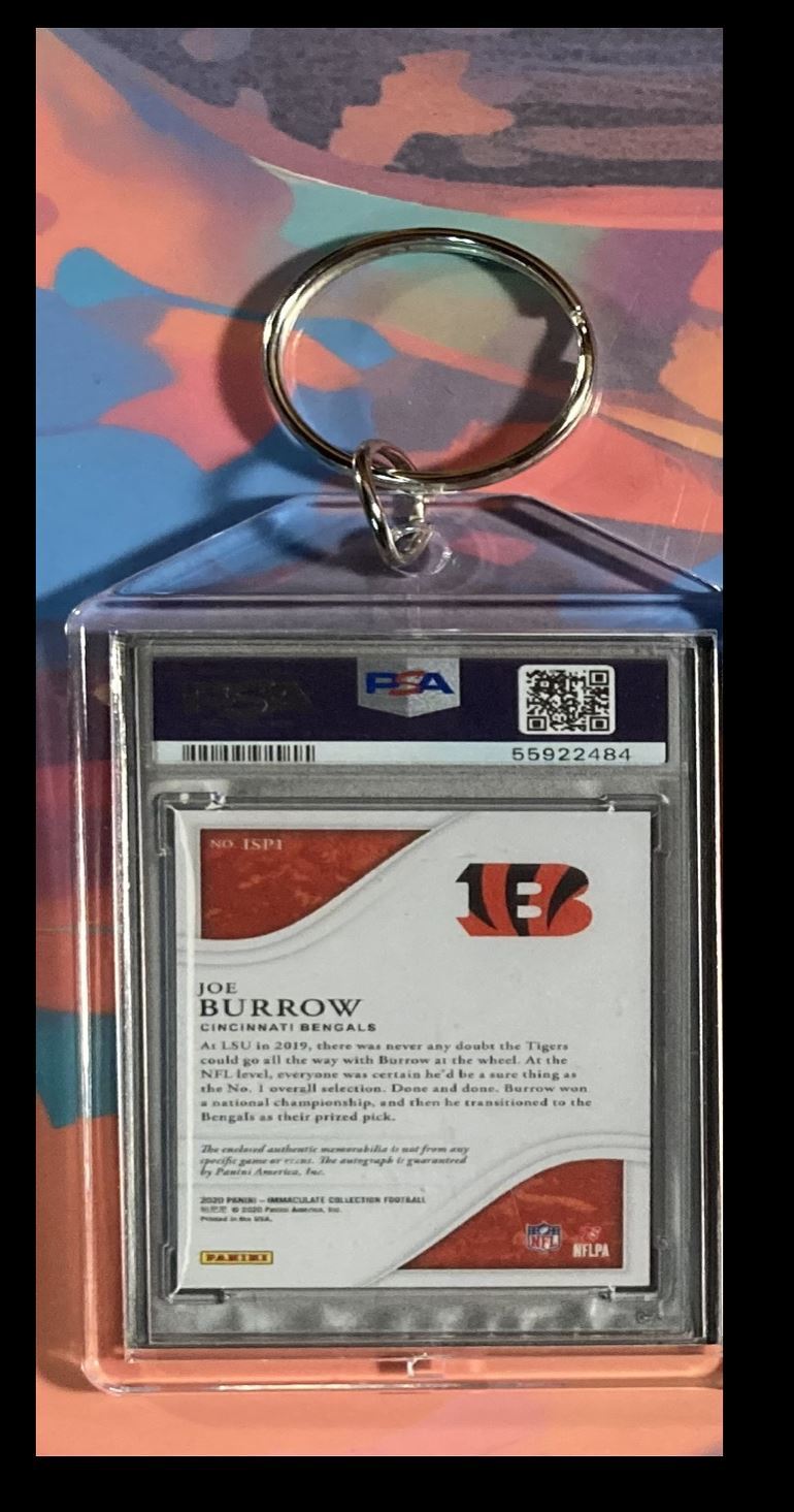 3078 Joe Burrow 2020 Panini Immaculate Rookie Patch Auto  Custom Keychain FBL