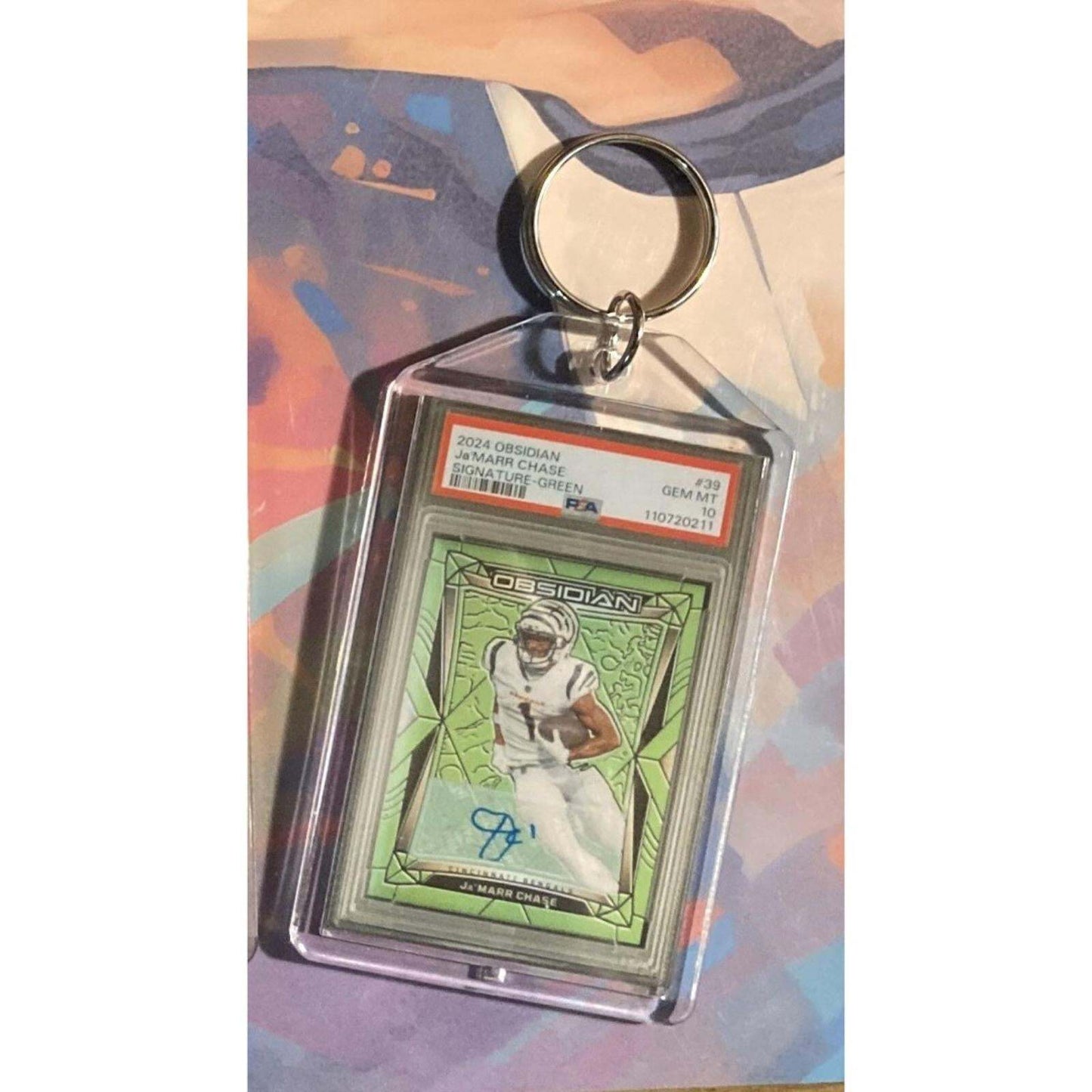 3270 Ja'Marr Chase 2024 Panini Obsidian Green Auto Custom Made Novelty Keychain FBL