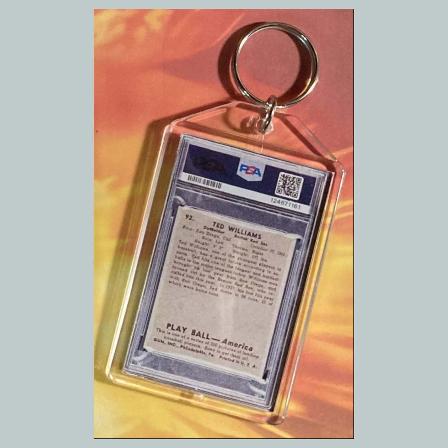 3654 Ted Williams 1939 Play Ball Auto Custom Hand Made Keychain BBL KYC