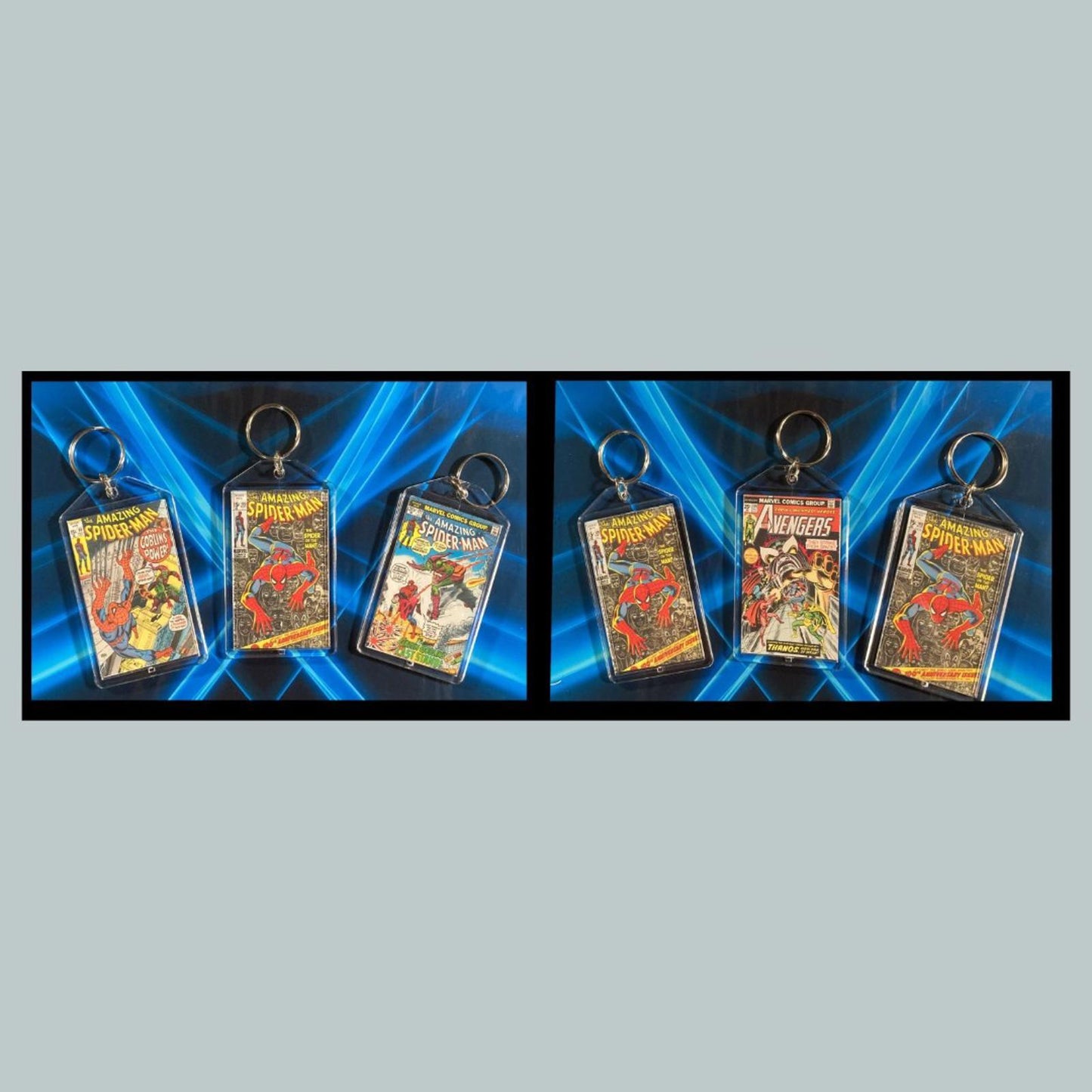 0446B Spider Man Classic Comics 3 Pack Bundle -3 Diff Custom Novelty Keychains