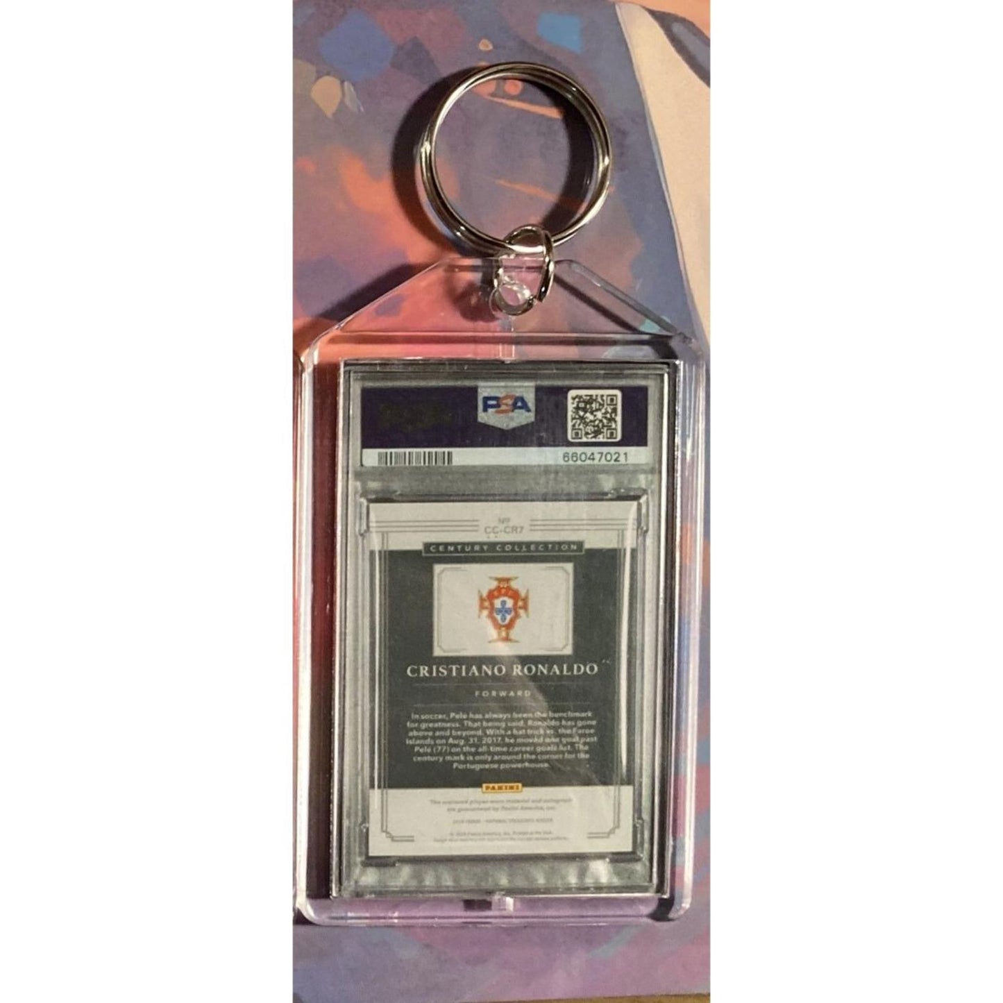 0210 Cristiano Ronaldo 2018 Panini Nat Treas Century Patch Auto Novelty Keychain