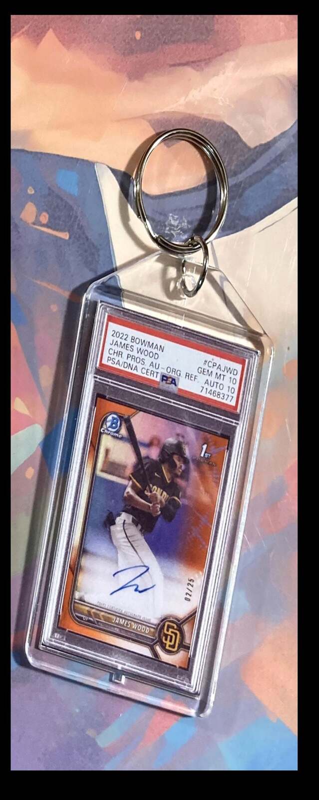 3125 James Wood 2022 Bowman Chrome Orange Auto Custom Keychain BBL KYC