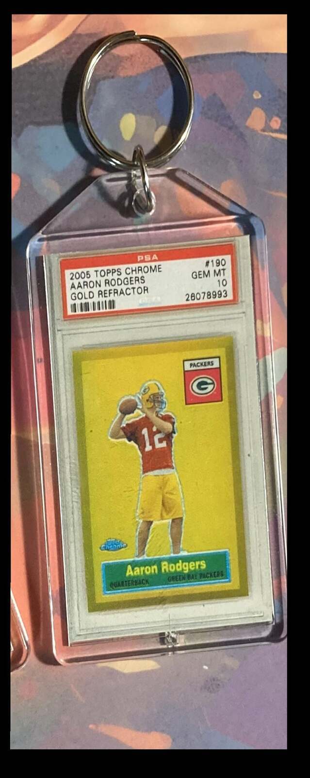 3256 Aaron Rodgers 2005 Topps Chrome Gold Refractor Custom Keychain FBL