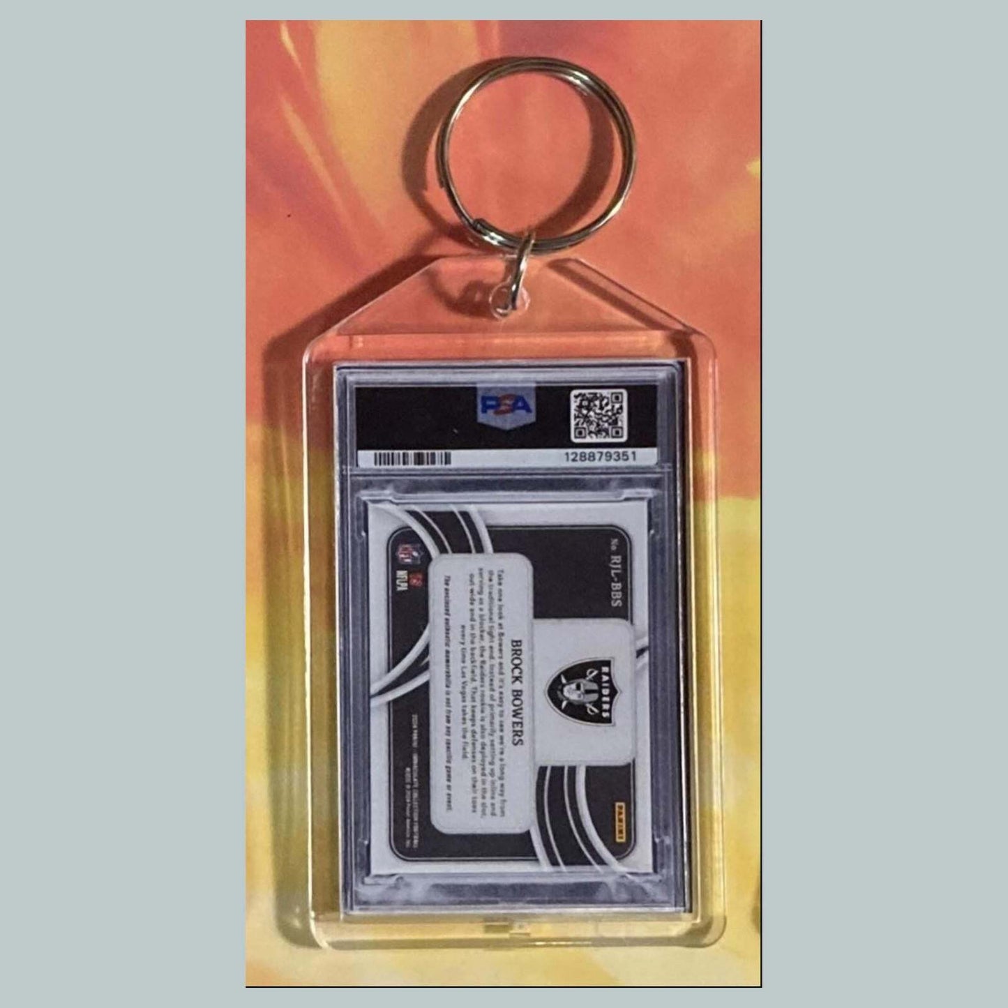 3693 Brock Bowers 2024 Panini Immaculate Jumbo Logo-Shield Custom Made Keychain FBL