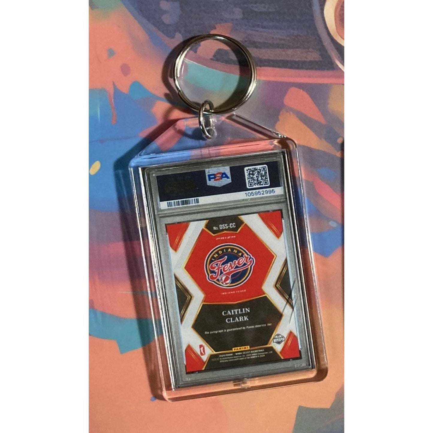 0261 Caitlin Clark 2024 Panini Select Draft Selections Ice Auto Novelty Keychain